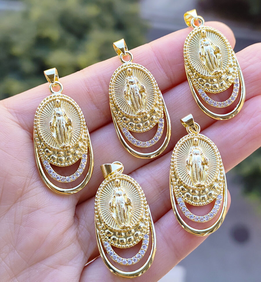 10pcs Metal Crystal Holy Mother Pendants Magic Reiki Healing Amulet Fashion