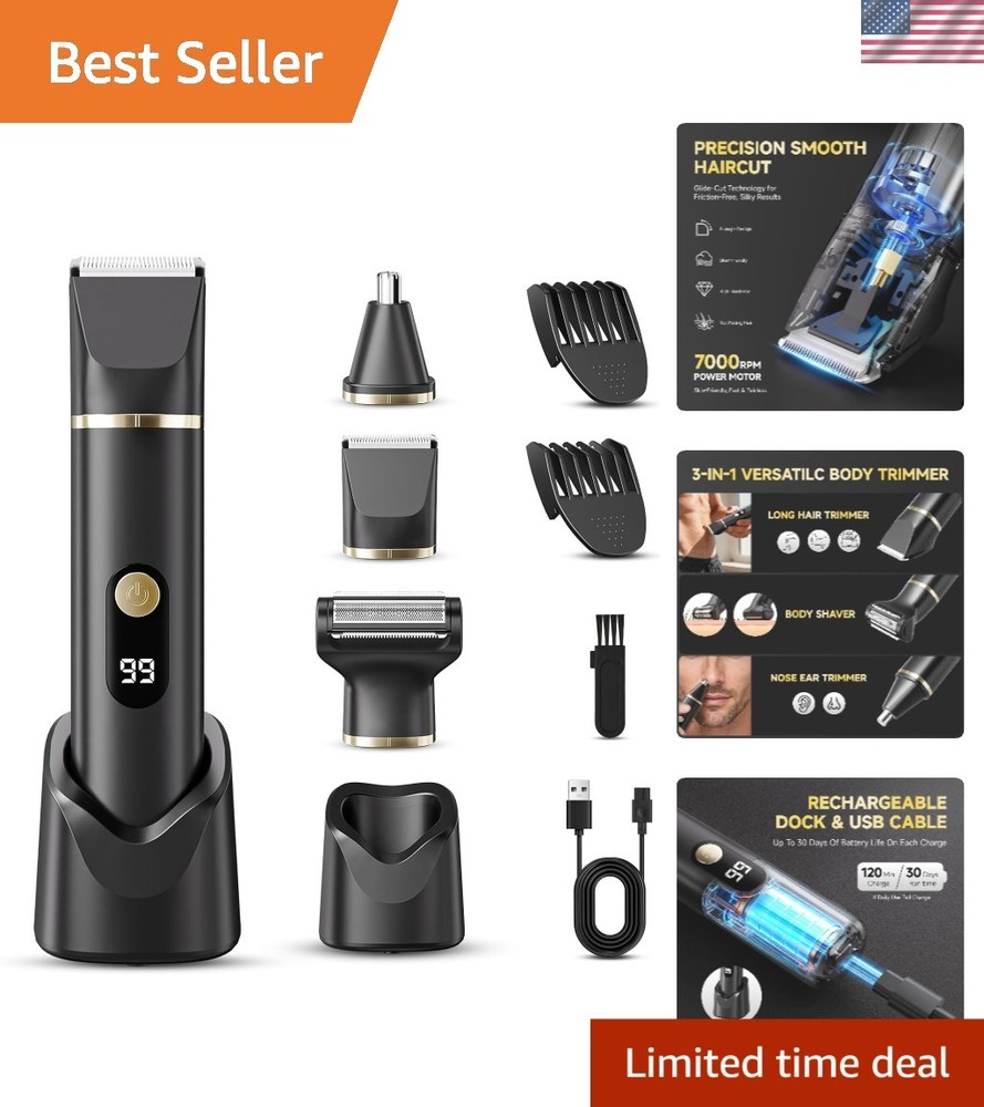 Versatile Waterproof Men's Grooming Kit - Beard, Nose & Body Hair Trimmer