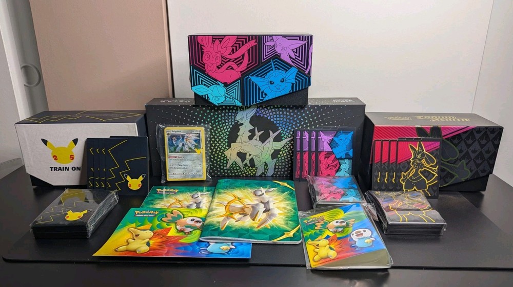 Pokemon Bundle 3 Empty ETBs Dividers Sleeves Arceus UPC Box Extras  