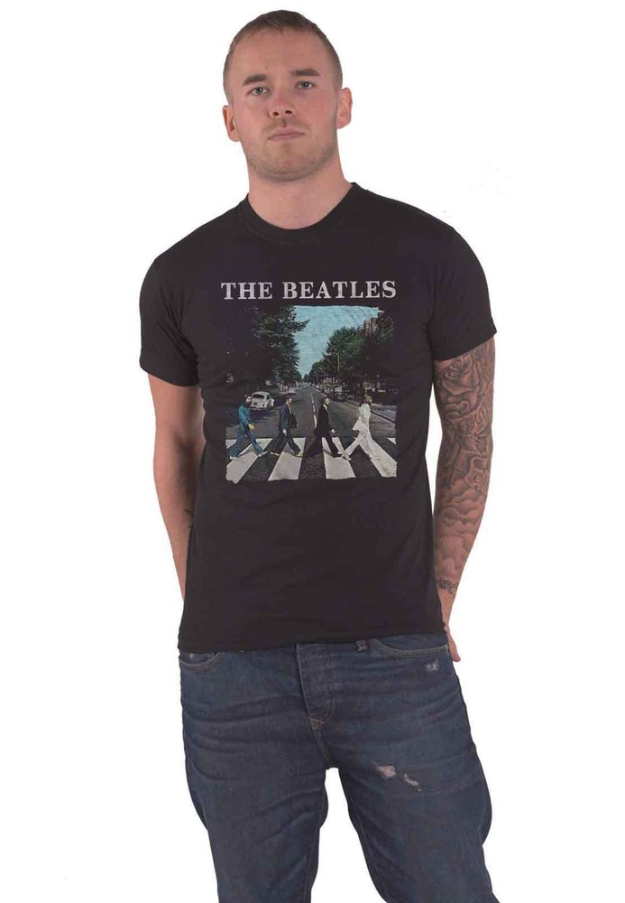 Official Beatles Abbey Road Band Logo Men’s Black T-Shirt