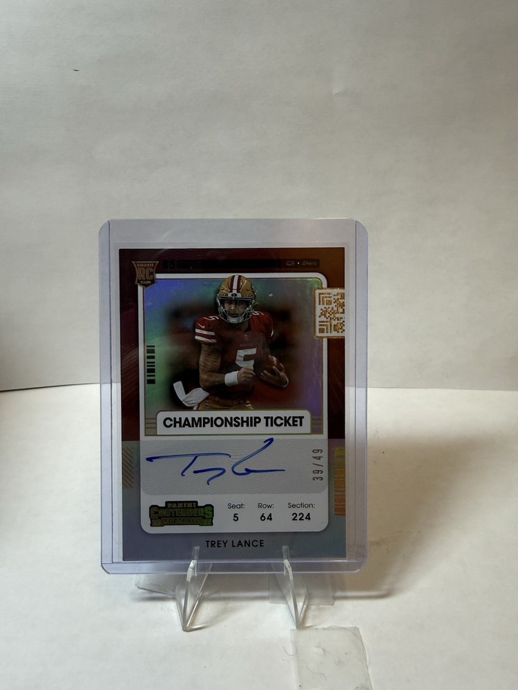 TREY LANCE PSA 9 2021 CONTENDERS #103 ROOKIE CHAMPIONSHIP TICKET AUTO JSY# /49