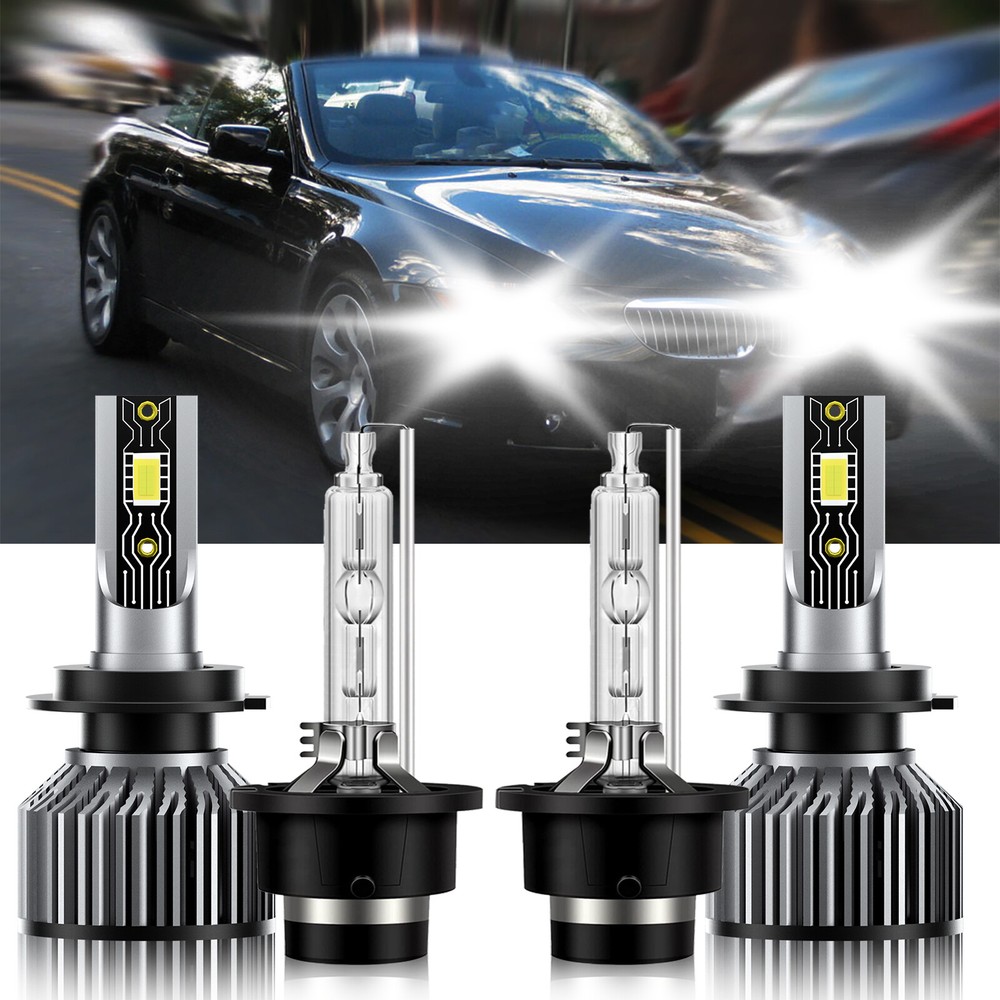 H7+D2S LED HID Headlight Bulb Combo High Low Beam 6500K For BMW 650Ci 2006-2007