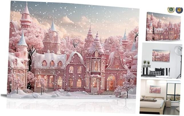 Pink Christmas Modern Art Wall Decor for Living 24L