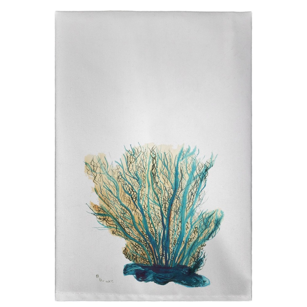 Betsy Drake Blue Coral Cotton Guest Hand Towel