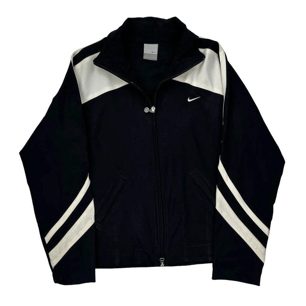Nike Striped Track Jacket - Medium Black Polyester