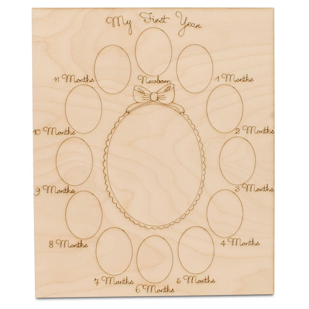 1st Year Baby Photo Frame 10 Inch for Keepsake Decor and Birthday Party by Woodpeckers