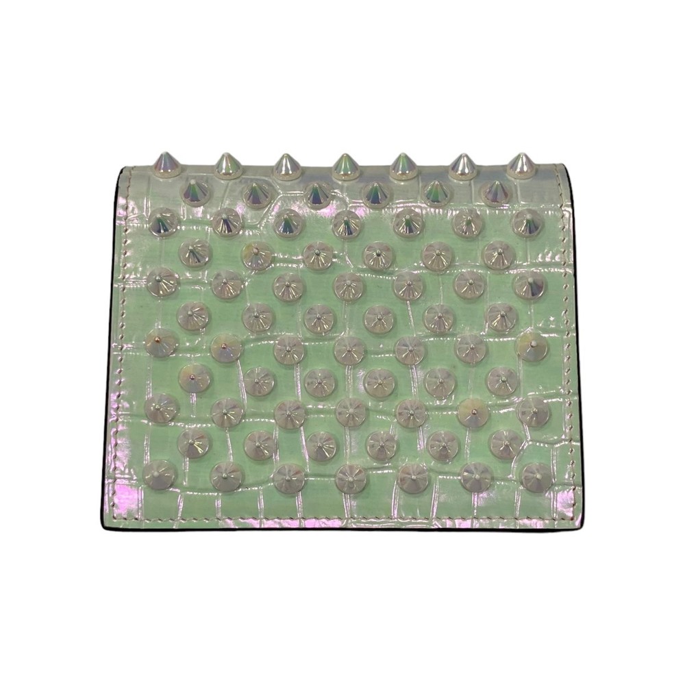 Christian Louboutin Panetone Rock Stud Wallet White Red Spikes Preowned 210924