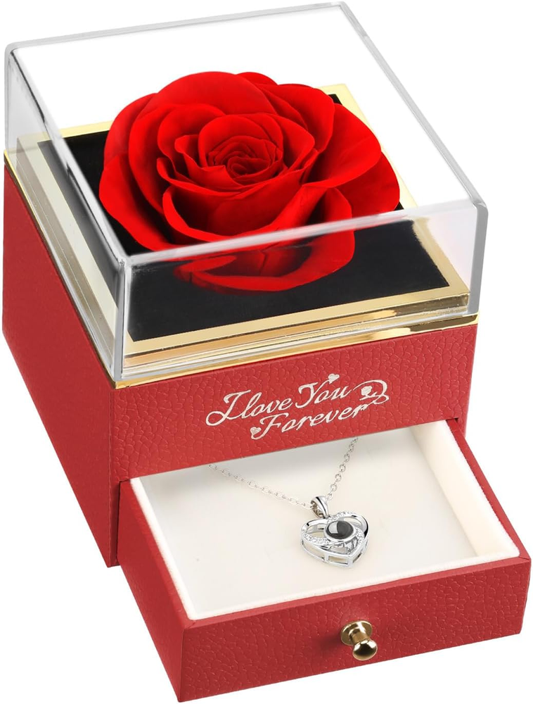 Valentine's Day Gifts for Her - Preserved Real Red Forever Rose-image