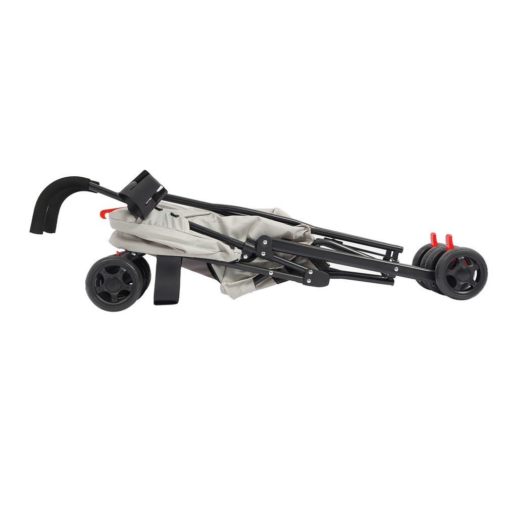 Gray 4-Wheel Pet Stroller with Cup Holder & Rear Pocket