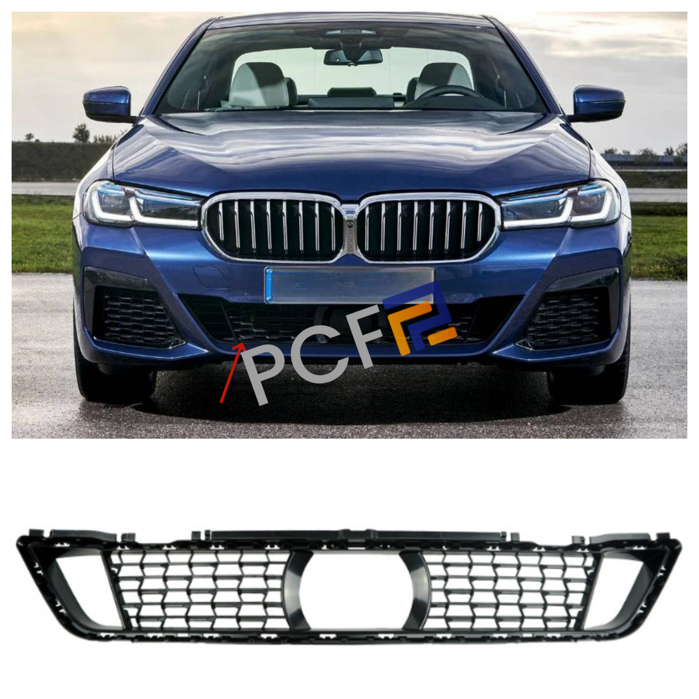 Fit For 2021-2024 BMW 5 Series G38 Front Lower Mesh ABS Black Grille Grill Cover