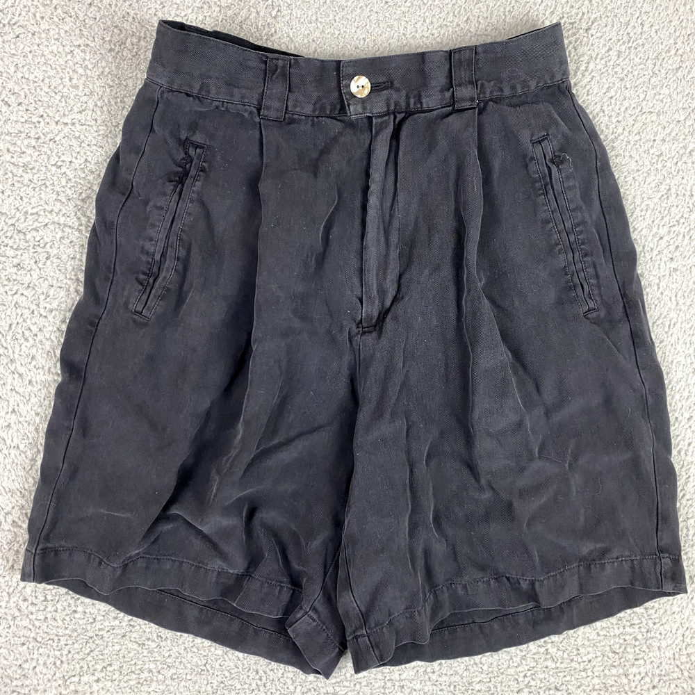 Tommy Bahama Shorts Womens 4 Black Pure 100% Silk Baggy 6