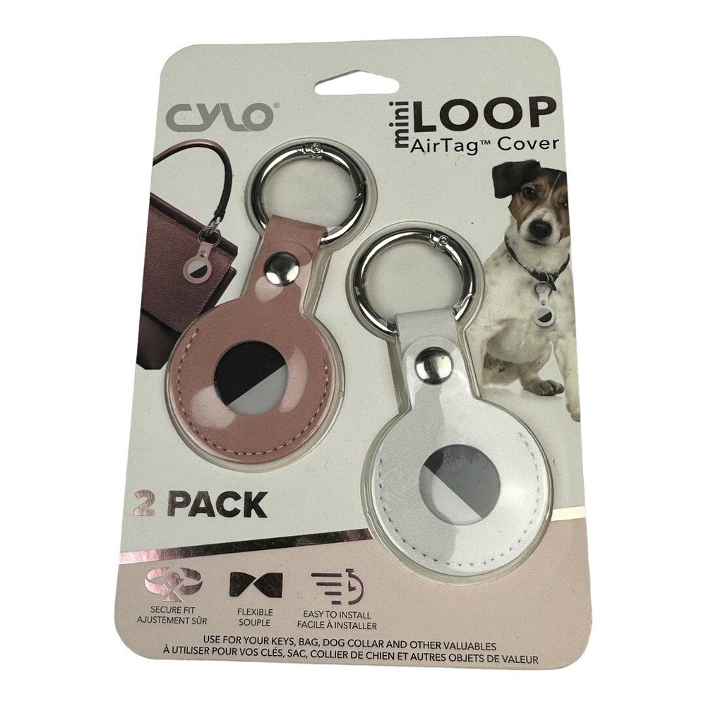 Cylo Mini Loop AirTag Holders 2 Pack - Secure & Compact Keychain Accessory  