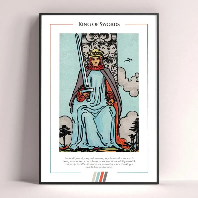 King of Swords Tarot Card Art Print Digital Download Poster