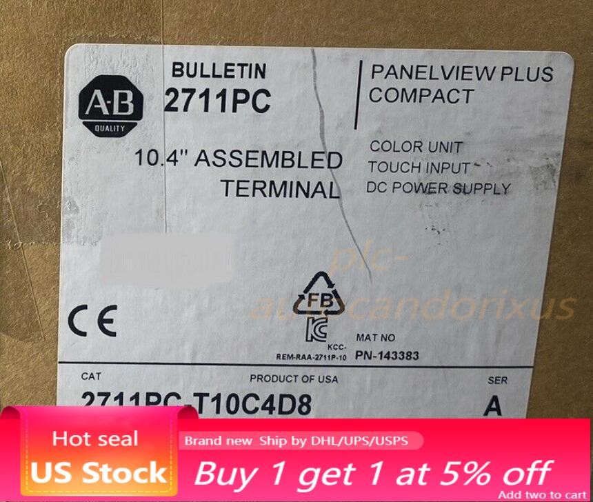 Factory Sealed AB 2711PC-T10C4D8 PanelView Plus Compact 1000 Terminal