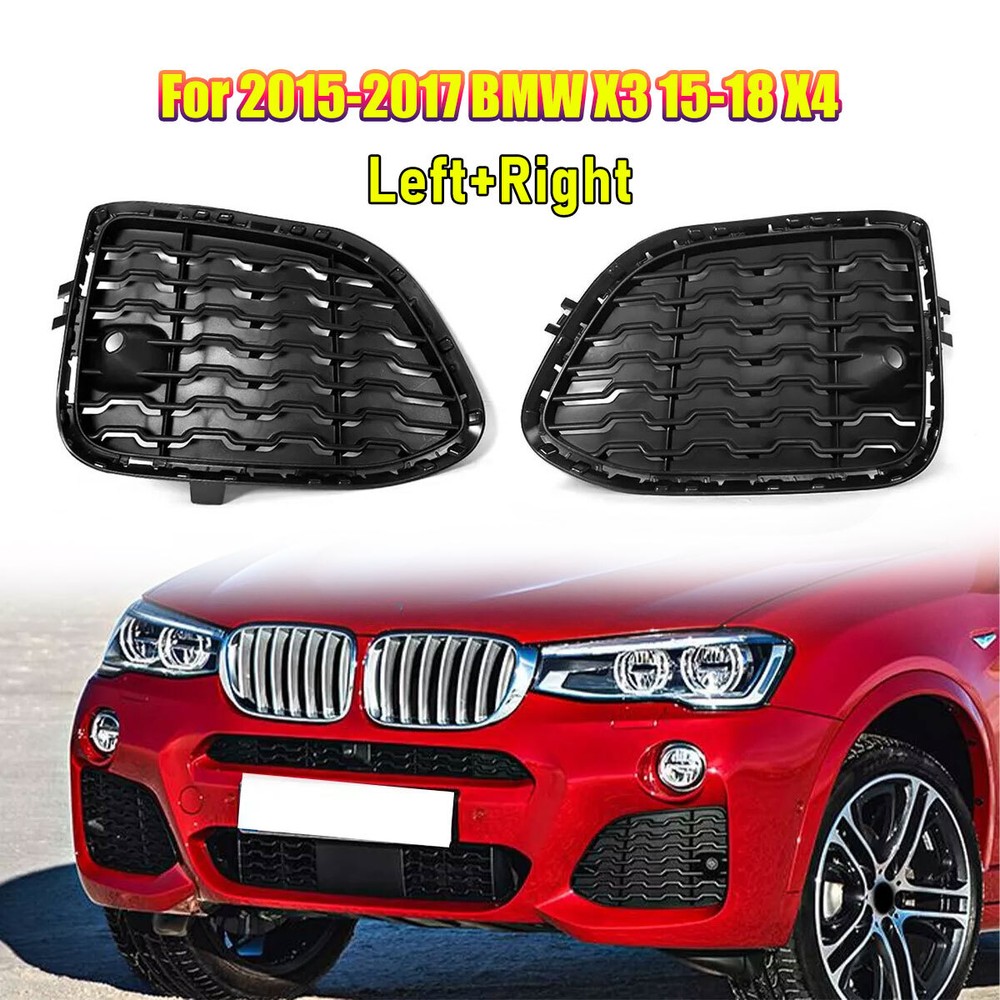 Pair Front Left+Right Side Bumper Grille Cover For 2011-17 BMW X3 2015-18 BMW X4