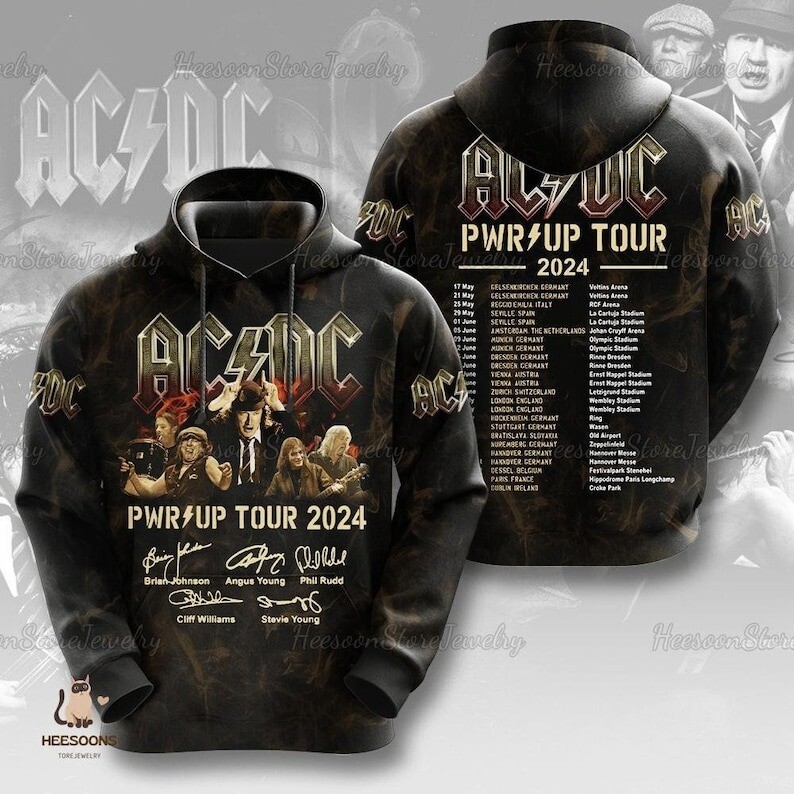 Acdc Pwr Up Tour Hoodie, Acdc Tour 2024 Hoodie, Acdc Band Concert Hoodie, Acdc