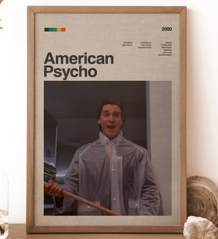American Psycho Movie Poster Midcentury Art Film Wall Decor