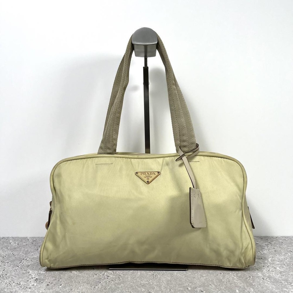 Prada Mini Boston Nylon Tote Bag with Triangle Plate Japan Import
