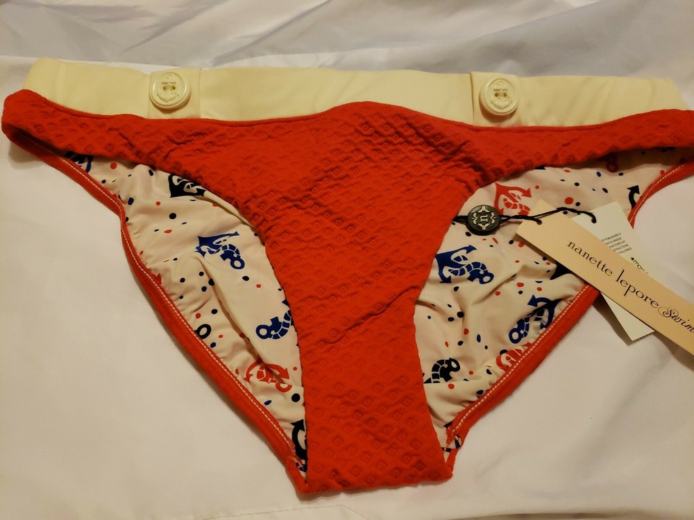 P2 NWT Macy's Nanette Lepore Bikini Bottom CLEARANCE SALE MSRP $88 Nautical-image