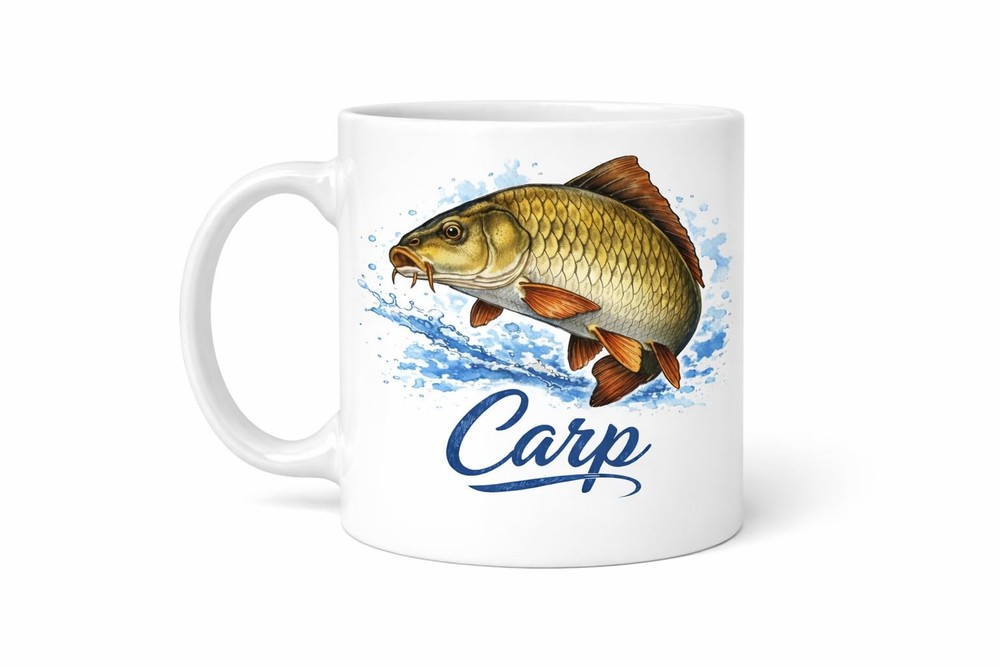 Carp Ceramic Mug Brew Crew Gifts White 11 Oz Dishwasher Safe Premium