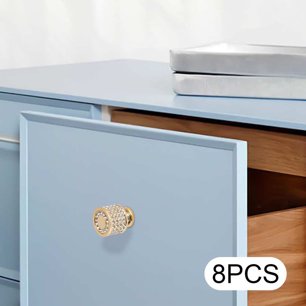 Crystal Brass Cabinet Knobs Clear Diamond Furniture Handles for Cupboard Drawers