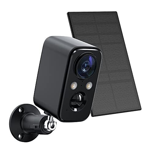 FOAOOD Security Camera Wireless Outdoor with Solar Panel Cameras for Home Black