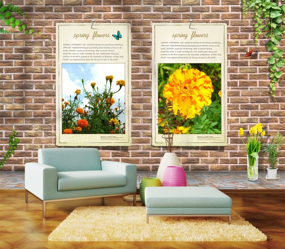 3D Yellow Chrysanthemum ZHUA50025 Wallpaper Wall Murals Removable Self-adhesive