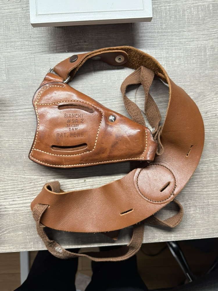 Vintage Bianchi #9R 2 Holster .38/.357 S&W Brown Leather Shoulder Holster USA