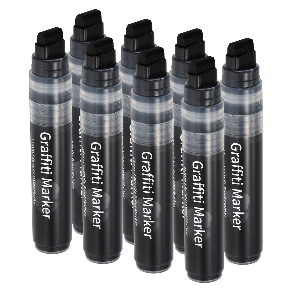 8 Pcs Graffiti Markers, 15mm Black Poster Markers Thick Acrylic Paint Pen