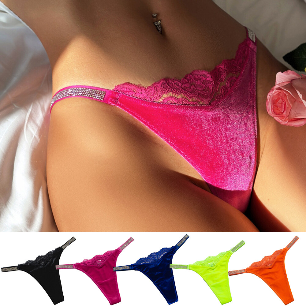 Women Sexy Rhinestone G-string Thongs Lingeries T-back Underwear Panties Fitness