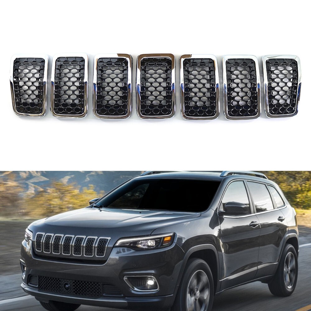 7 Pcs Front Bumper Kidney Mesh Grille For Jeep Cherokee 2019-2022 6AZ88DX8AB US