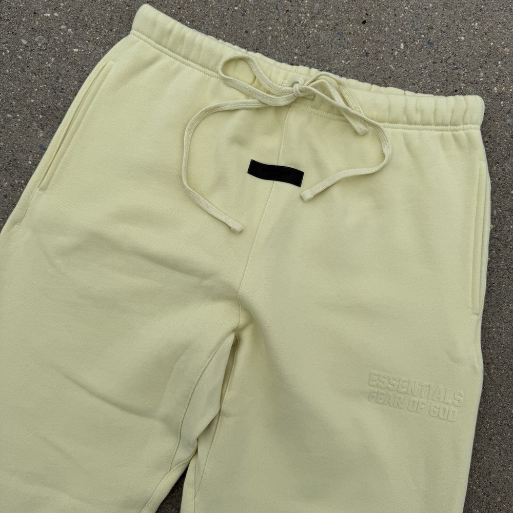 Fear of God Essentials Canary Yellow Relaxed Fit Sweatpants Large with Elastic Waist