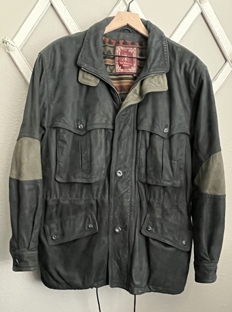 The Territory Ahead Men’s L Nubuck Leather Jacket Patterned Lining *READ*