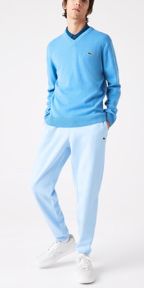 Lacoste Men's Regular Fit Logo Detail Fleece Sweatpants Light Blue Medium $130