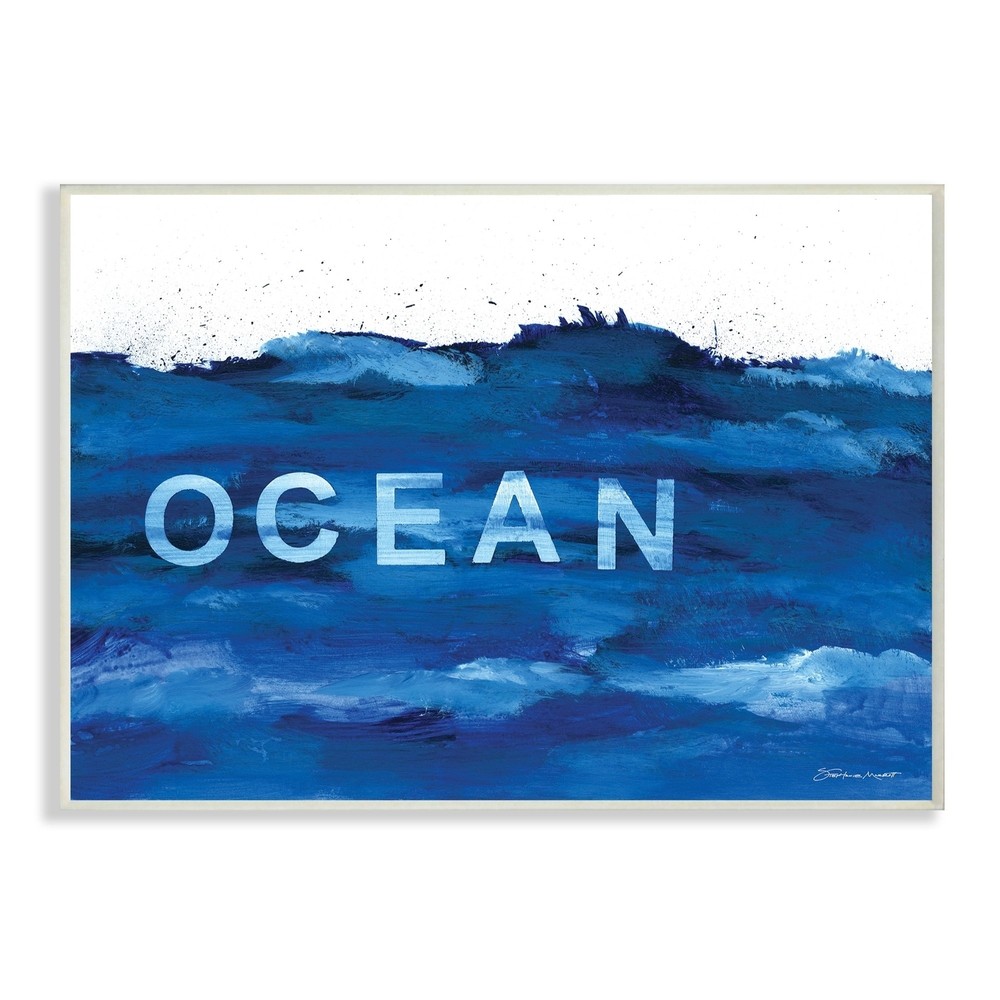 Stupell Minimal Ocean Blue Paint Splash, Wall Plaque, 10 x
