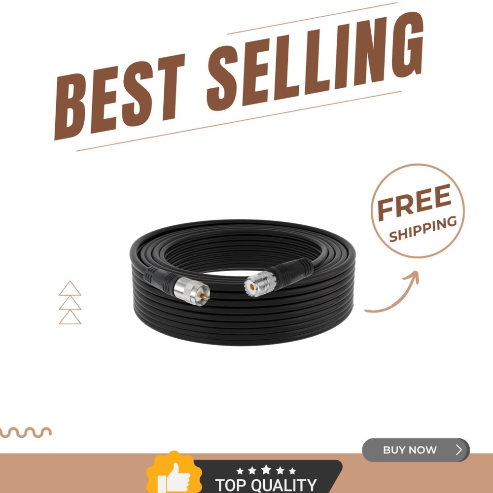 100FT RG8X Low Loss Weatherproof UHF Coaxial Antenna Cable - Heavy Duty