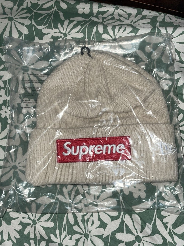 Supreme X New Era Box Logo Beanie FW24 Stone Ships Asap