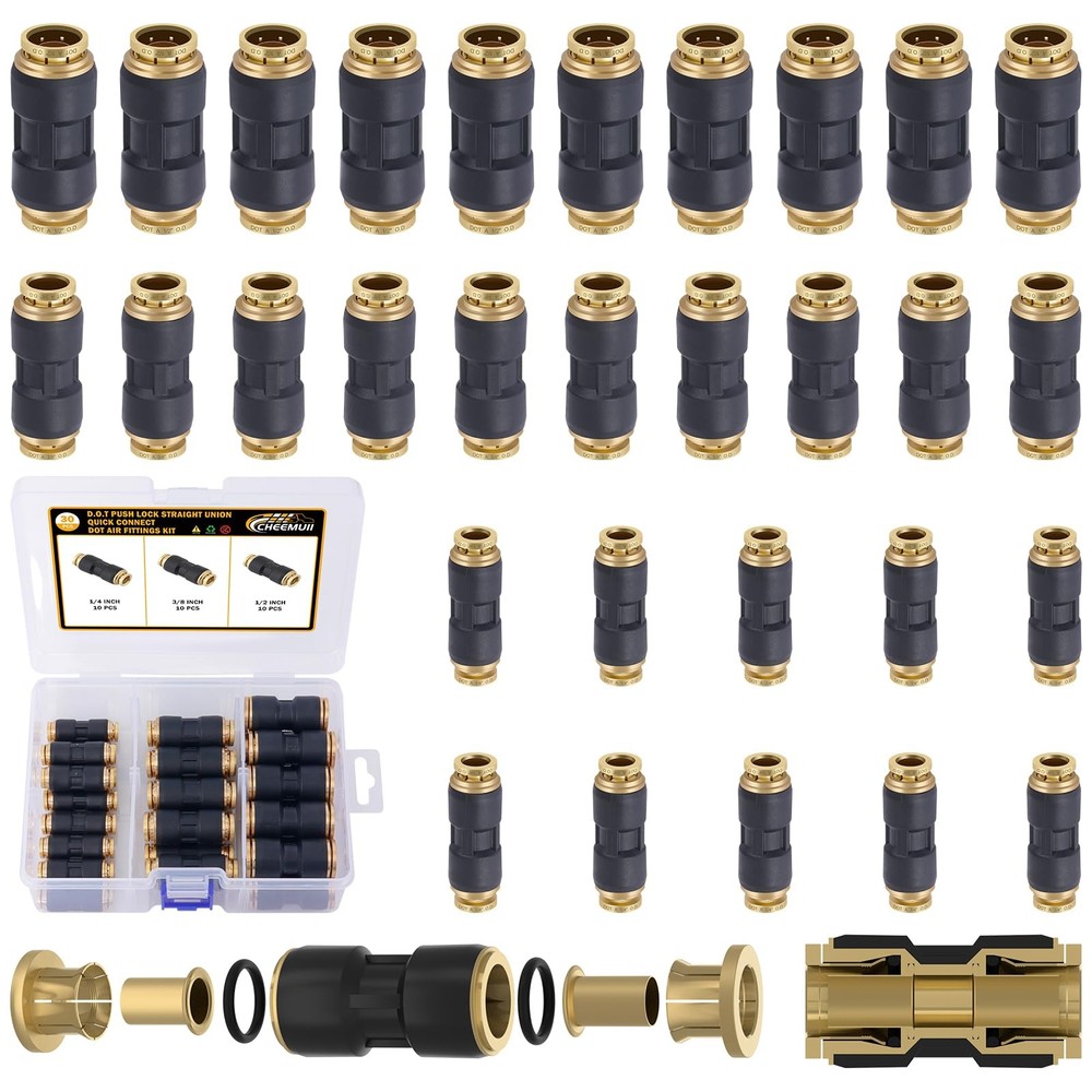 30 PCS DOT Air Line Fittings 1/4