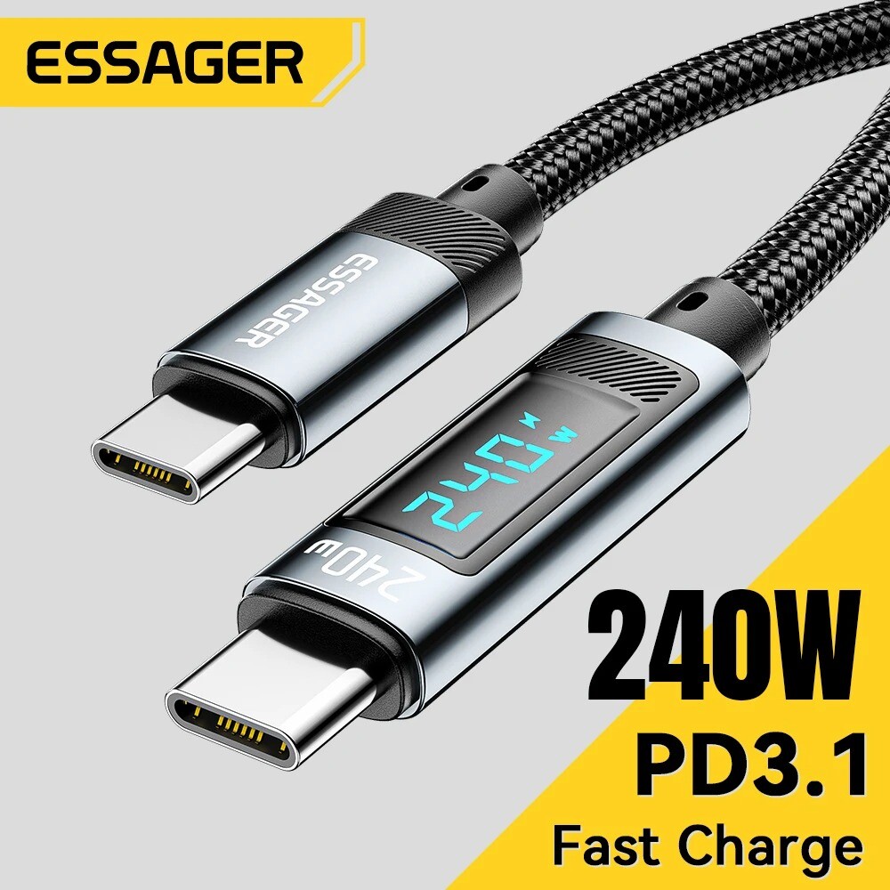 240W USB Type C To USB C Cable 100W PD 3.1 Fast Charging Charger Cable Wire 2M