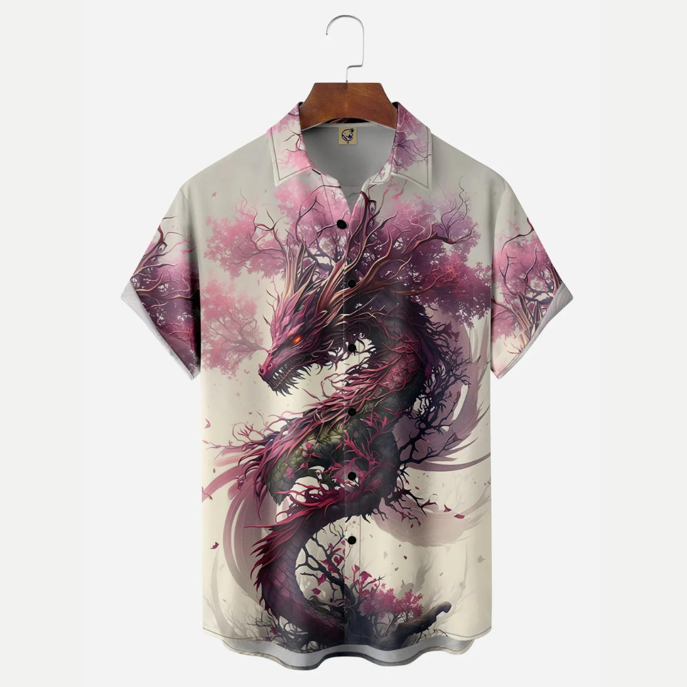 Japanese Sakura Dragon   Hawaiian Shirt