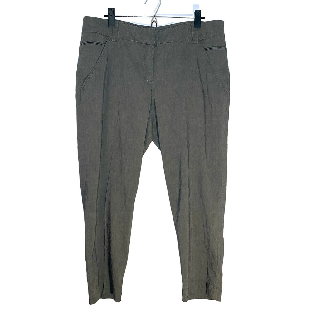 Eileen Fisher Women's size 16 Gray Lightweight Linen Blend Slacks Trousers Pants