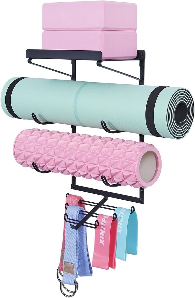 Wall Mount Yoga Mat Holder - 3 Sec Setup Gym Storage Rack