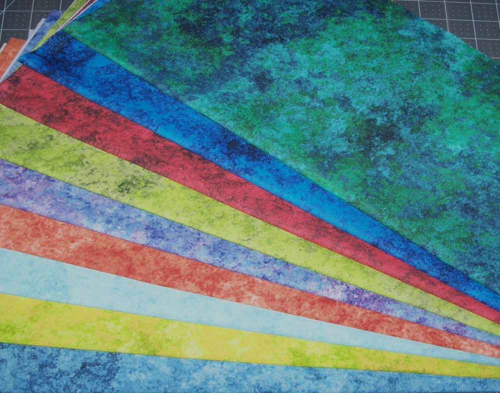9 Earth Jewels Marble Blenders Fat Quarters Bundle in Vibrant Colors
