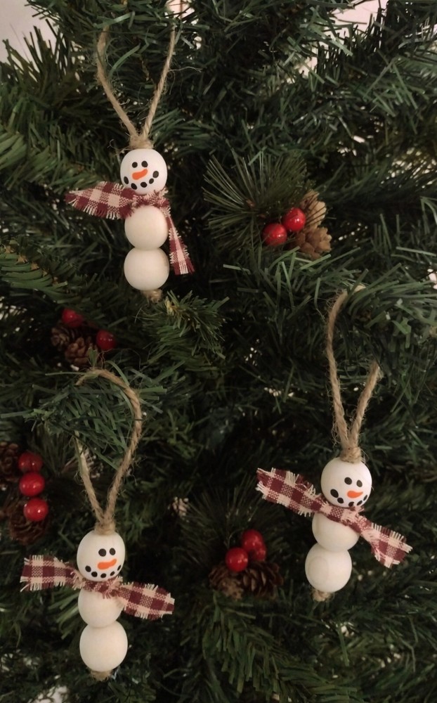 Adorable Cozy Rustic Scarved Snowman Ornament