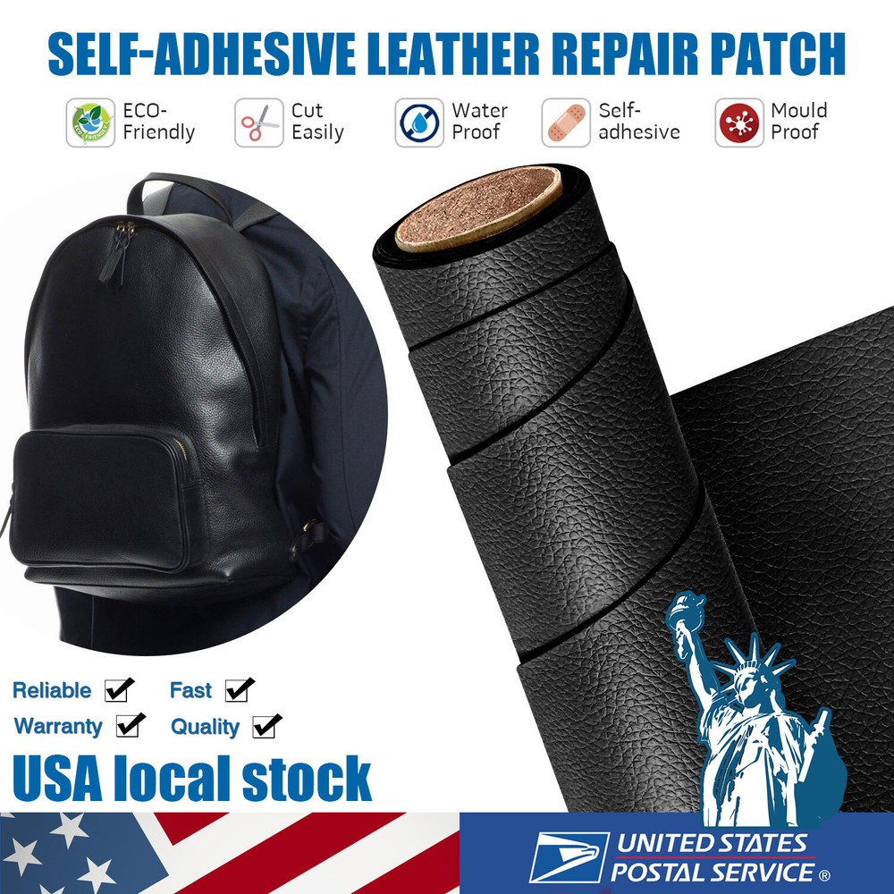 Leather Vinyl Repair Kit Black Filler Restore Car Seat Couch Sofa Bus Patch Tape
