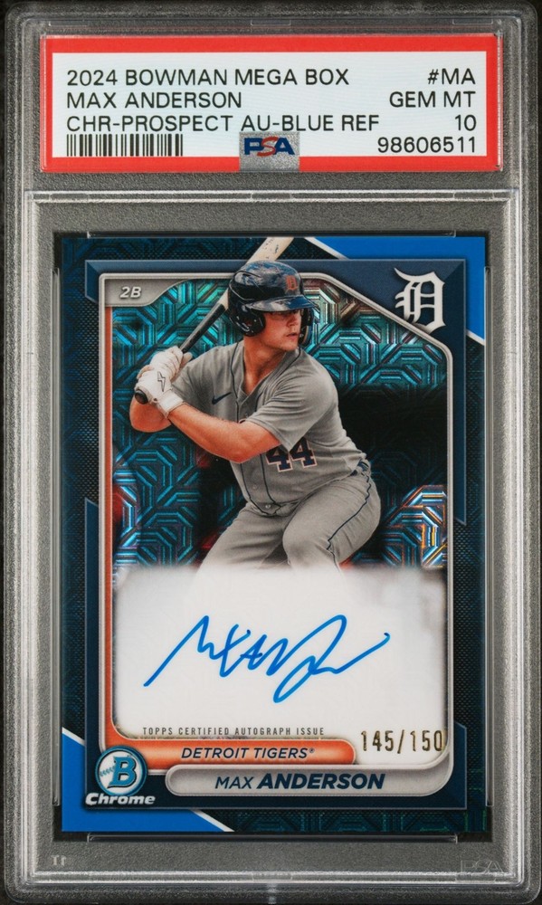 2024 Bowman Mega Box Max Anderson Blue Auto /150 PSA 10 Gem Mint
