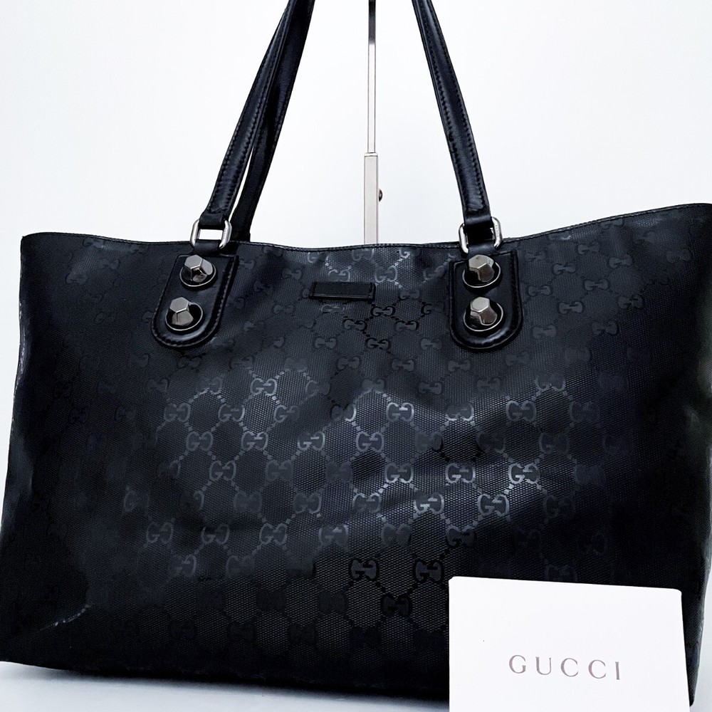 GUCCI Imprime Embossed Leather Tote Business Bag Rare Top Quality Design