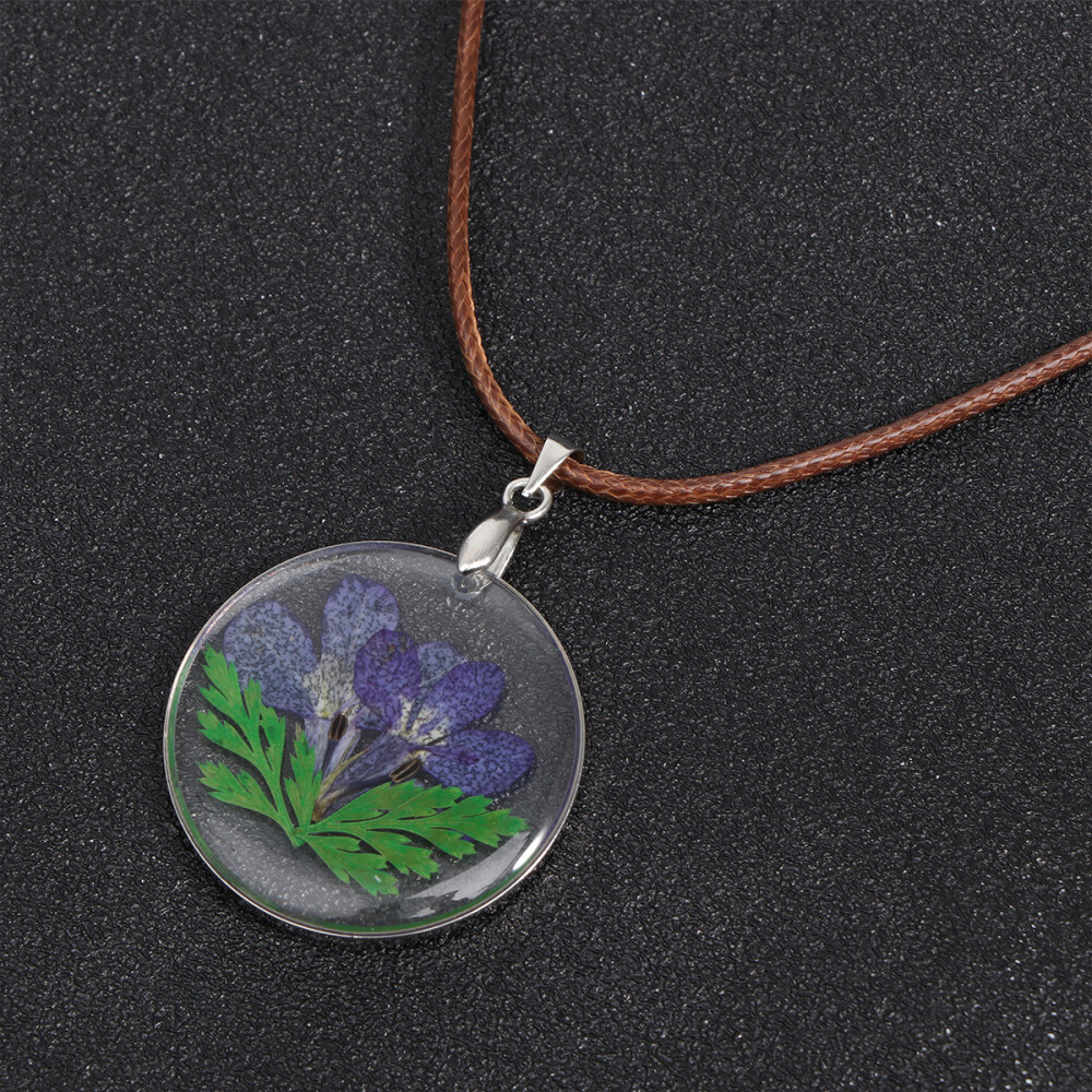 Pressed Flower Necklace Vintage Necklace Pressed Flower Pendant