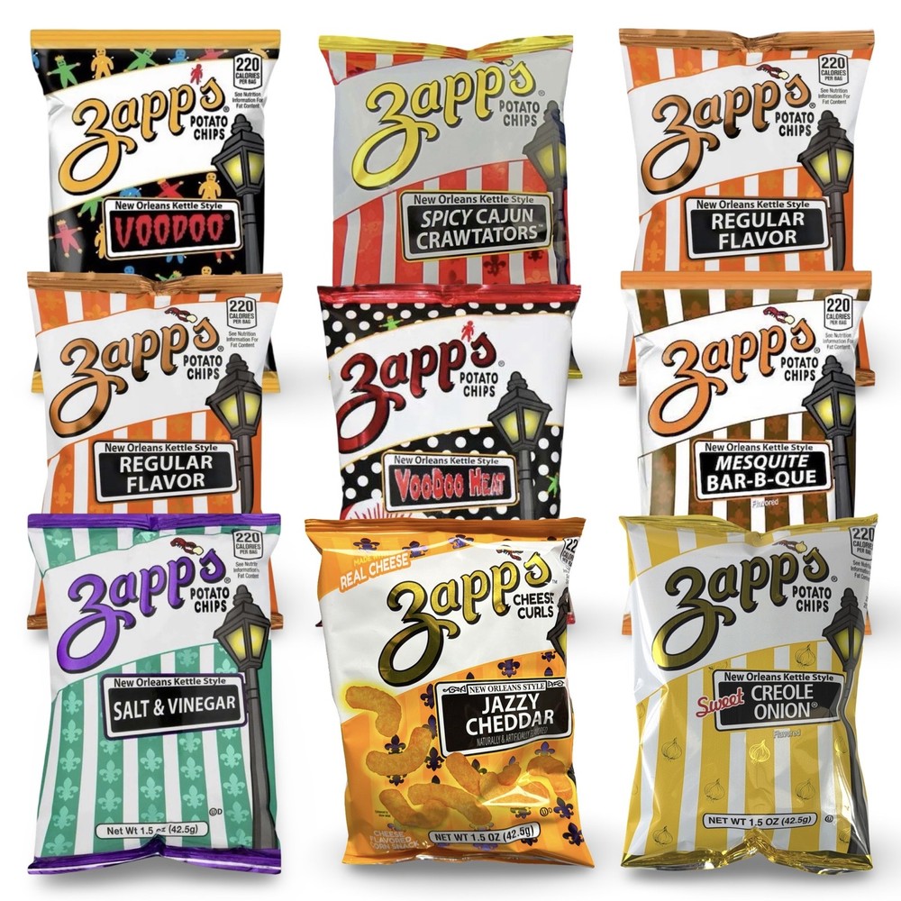 Zapp's Potato Chips 10 Pack – 1.5 oz Bags | Choose Jalapeño, Voodoo, Cajun Crawt