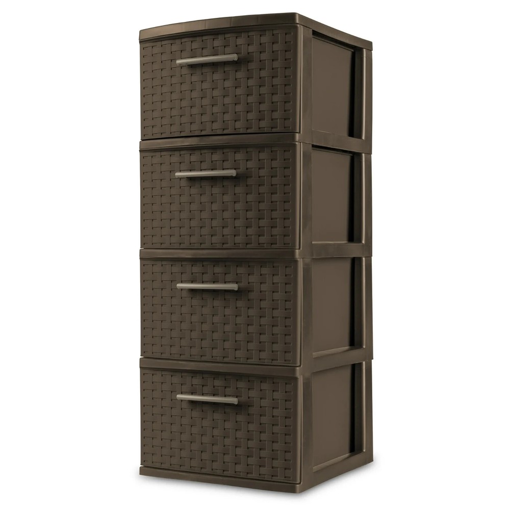 Sterilite 4 Drawer Weave Tower Plastic, Espresso
